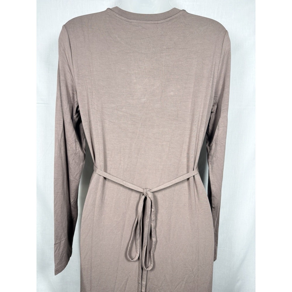 Veiled New York Essential Bamboo Jersey Maxi Dress Deep Taupe S 56" Tie Back - Picture 9 of 15